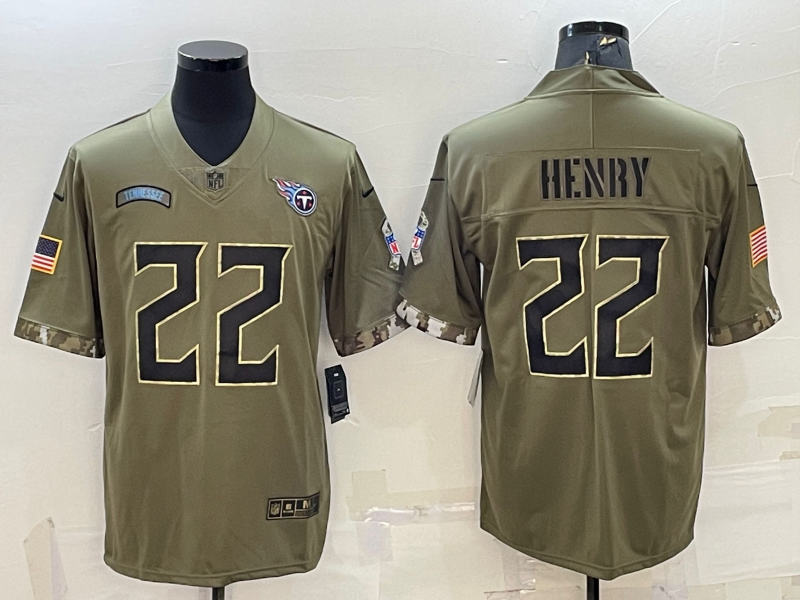 Men's Tennessee Titans Derrick Henry #22 Olive 2022 Salute To Service Limited Jersey